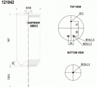 пневмоподушка без стакана 1шп.d12 1отв.шт.M16 1шп-штуц.M12/M24 1шп.M16