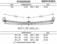 Рессора задняя трех листовая 1700mm (850+850)